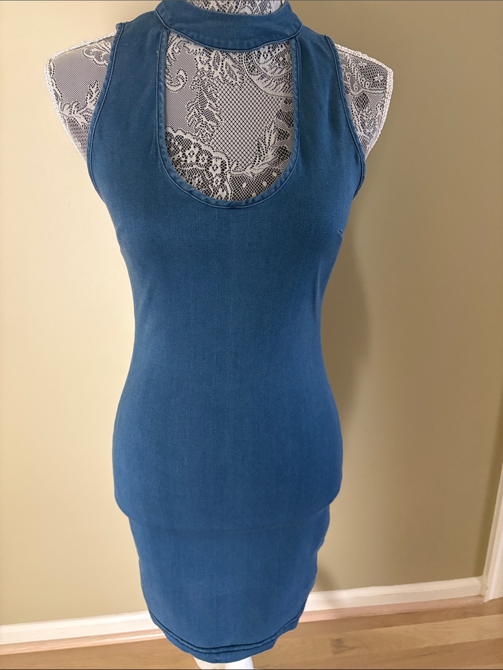 NWT Forever 21 Sleeveless Open Neck Soft Denim Dress